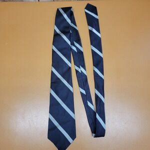 Paranzinos Menswear Navy Blue Light Blue Stripe Silk Blend Tie